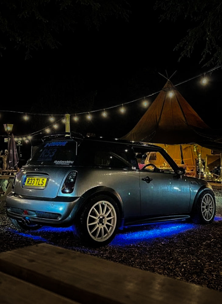 Exterior underglow car kit on Mini.
