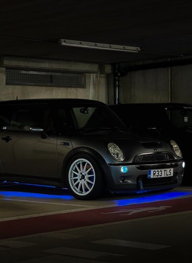 Car Underglow kit on Mini in garage
