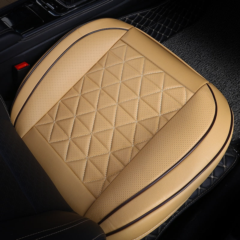Beige Leather Car Seat Covers.