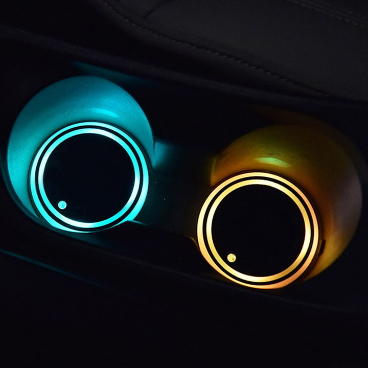 LED Cup Holder Lights in blue and yellow.