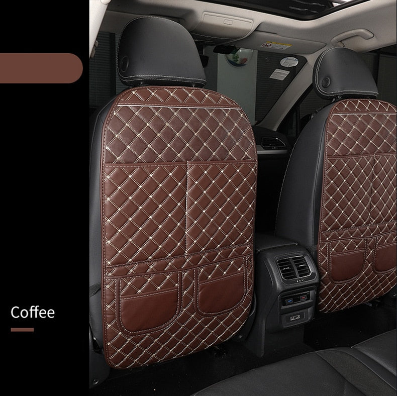 Interior Car Back Seat Kick Mat Organizer Leather Protector – Ambient Car  Vibes