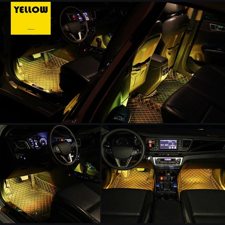 Multi Colour LED Car yellow Ambient Footwell Lights set