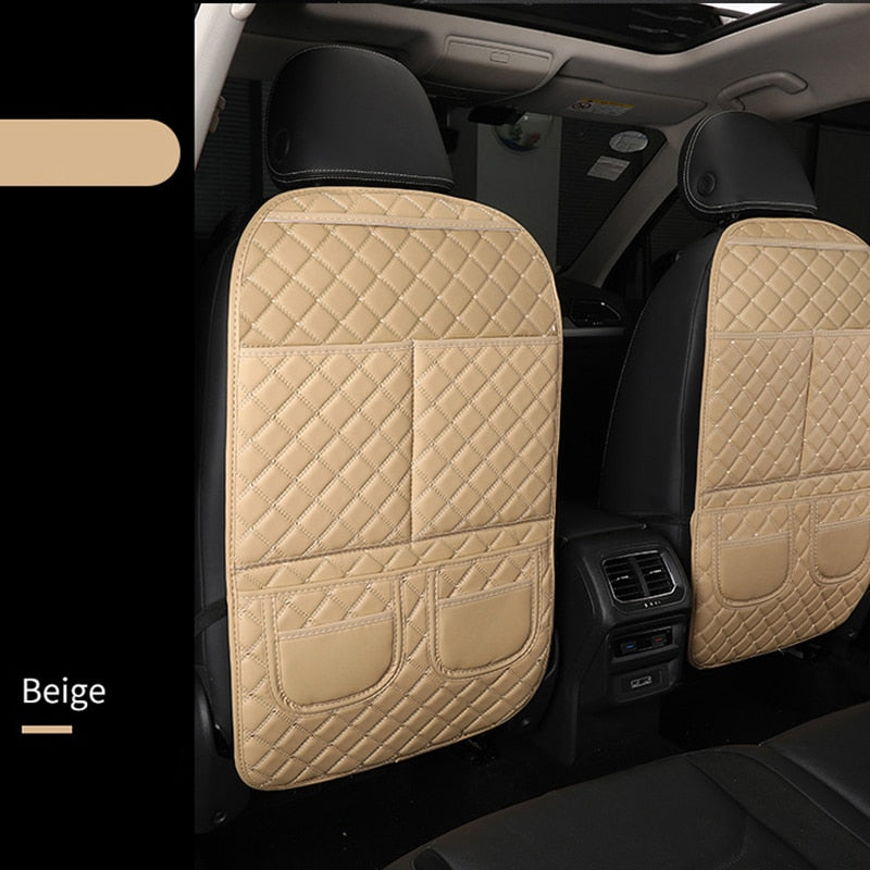 PU Leather Car Anti-Kick Mats Auto Seat Back Protector Cover Car Back Seat  Organizer Storage Pocket Interior Accessories HMM